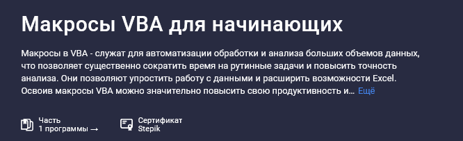 [Лариса Зубенкова] [Stepik] Макросы VBA для начинающих (2025)
